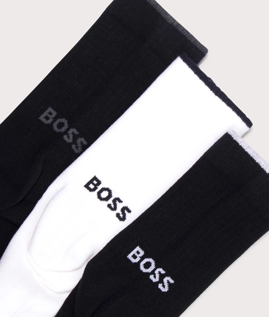 Hugo Boss Mens 3 Pack Rib Logo Bamboo Socks